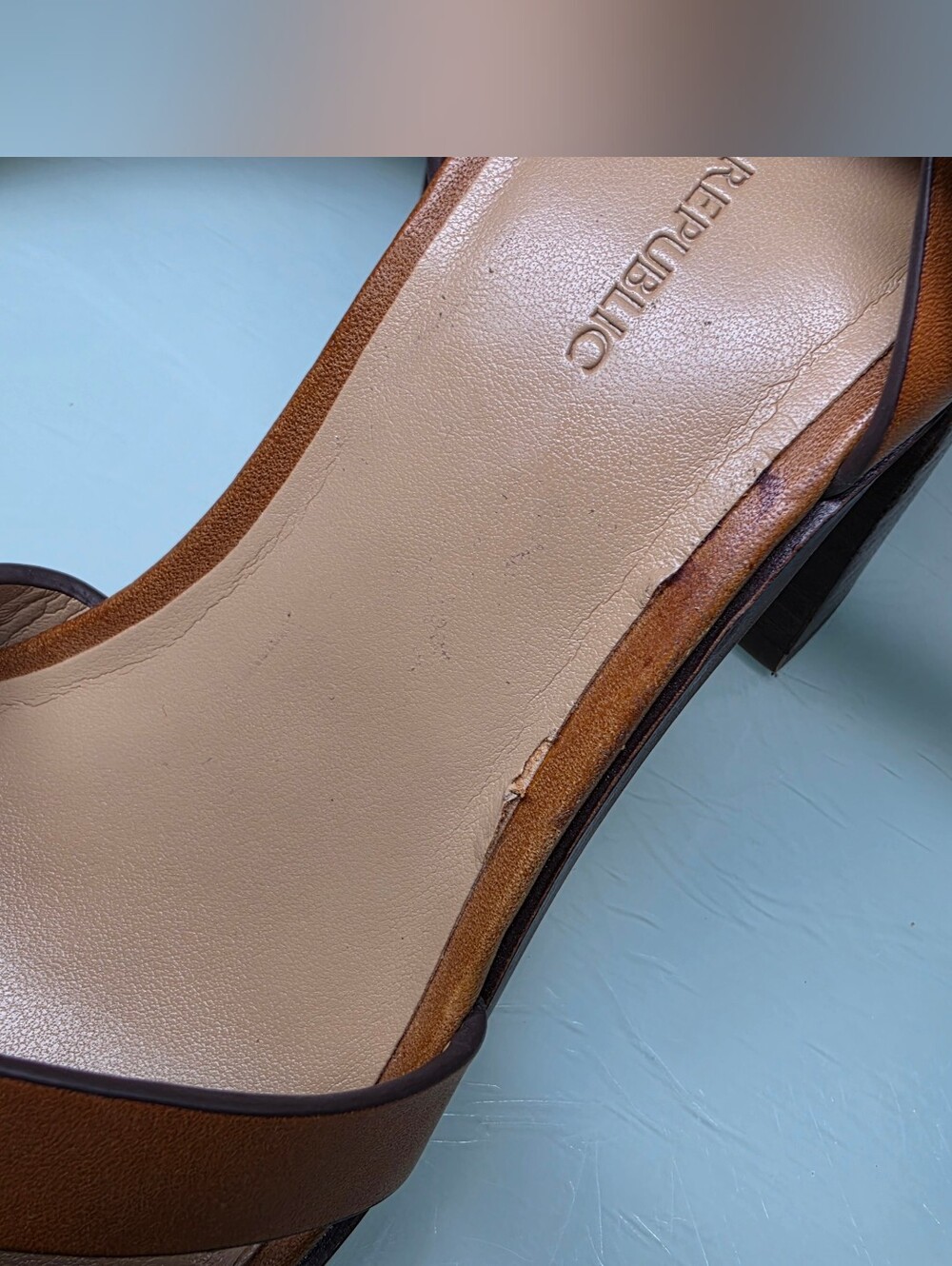 Banana Republic Brown Leather Block Heel Sandals Size 8.5 - Picture 6 of 9